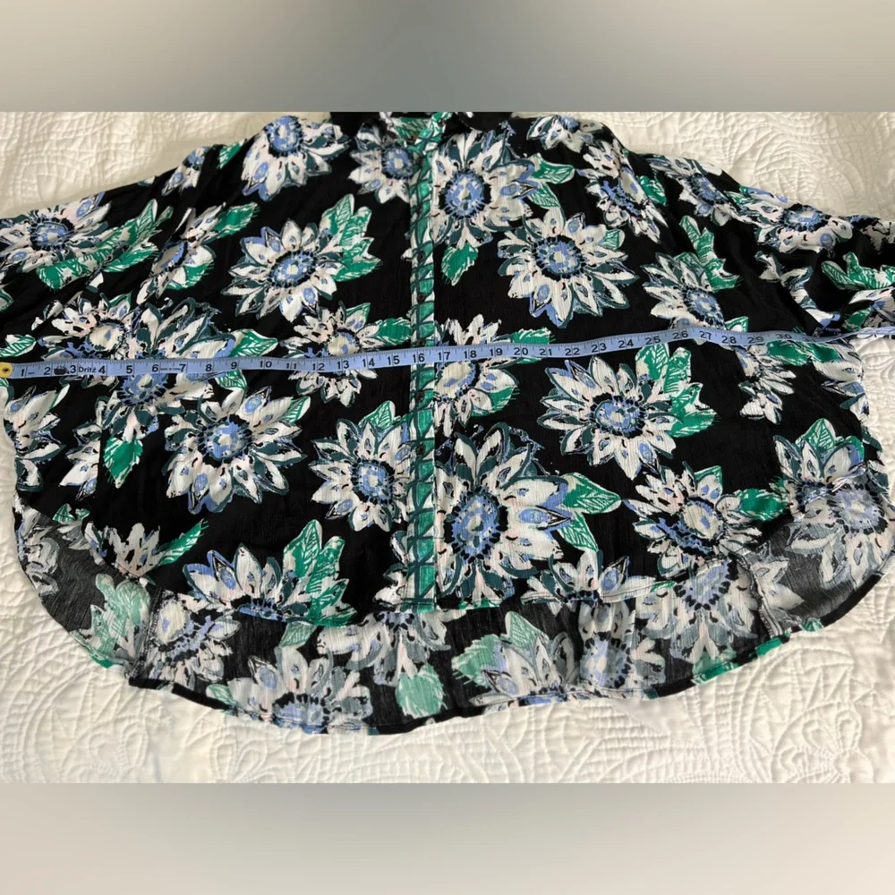 Free People Boho Floral Pheasant Long Sleeve Button Down Shirt - Picture 7 of 10